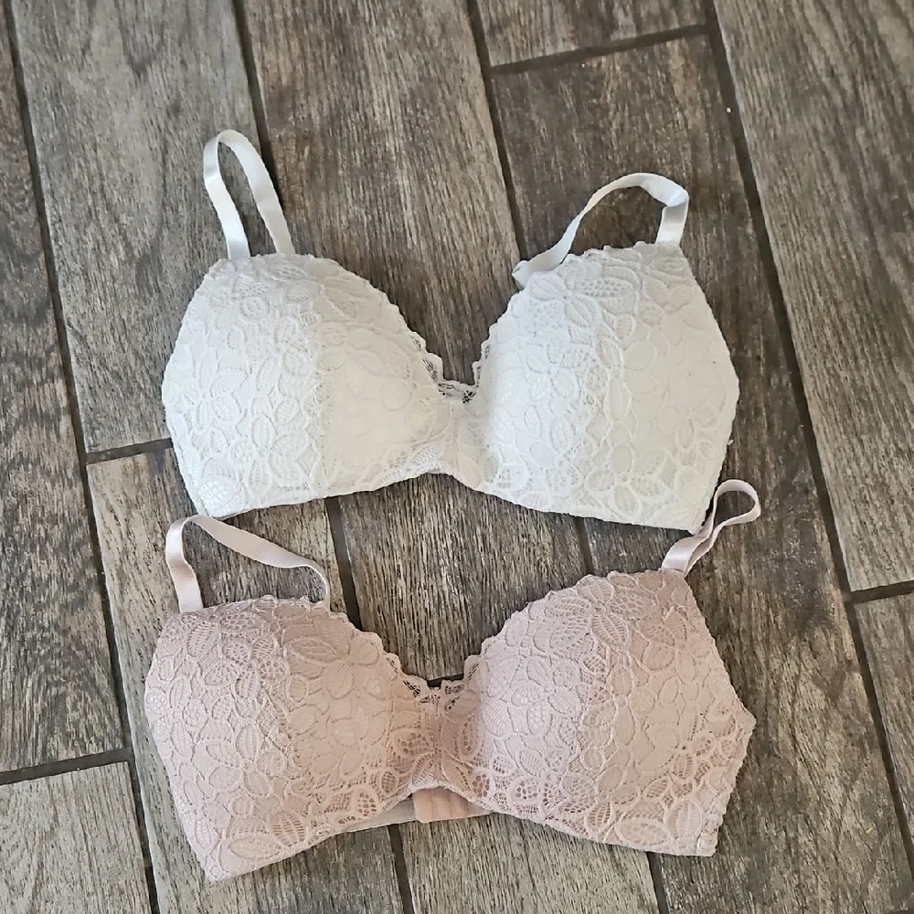 Elegant Lace Bra Set - White and Pink 38D Jessica Simpson
